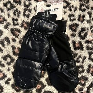 Isotoner Metallic Black Convertible Winter Mittens